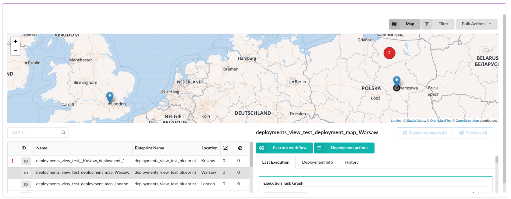 Deployments View widget