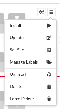 Deployment actions menu