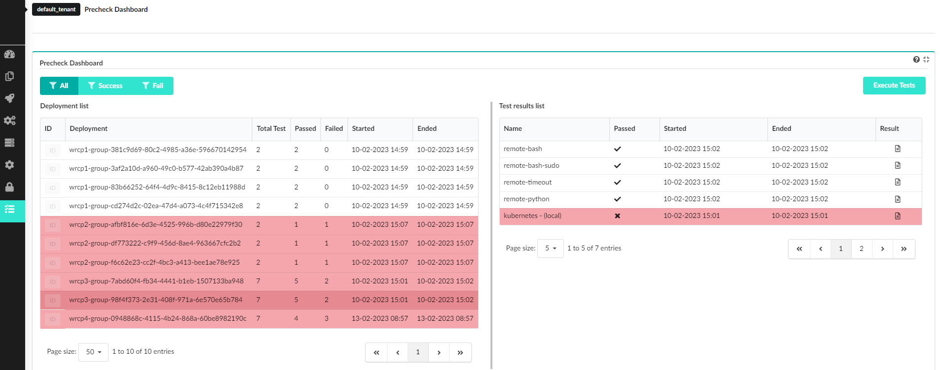 Precheck Dashboard