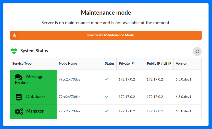 Maintenance Mode status page