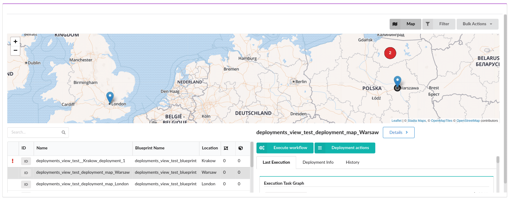 Deployments View widget