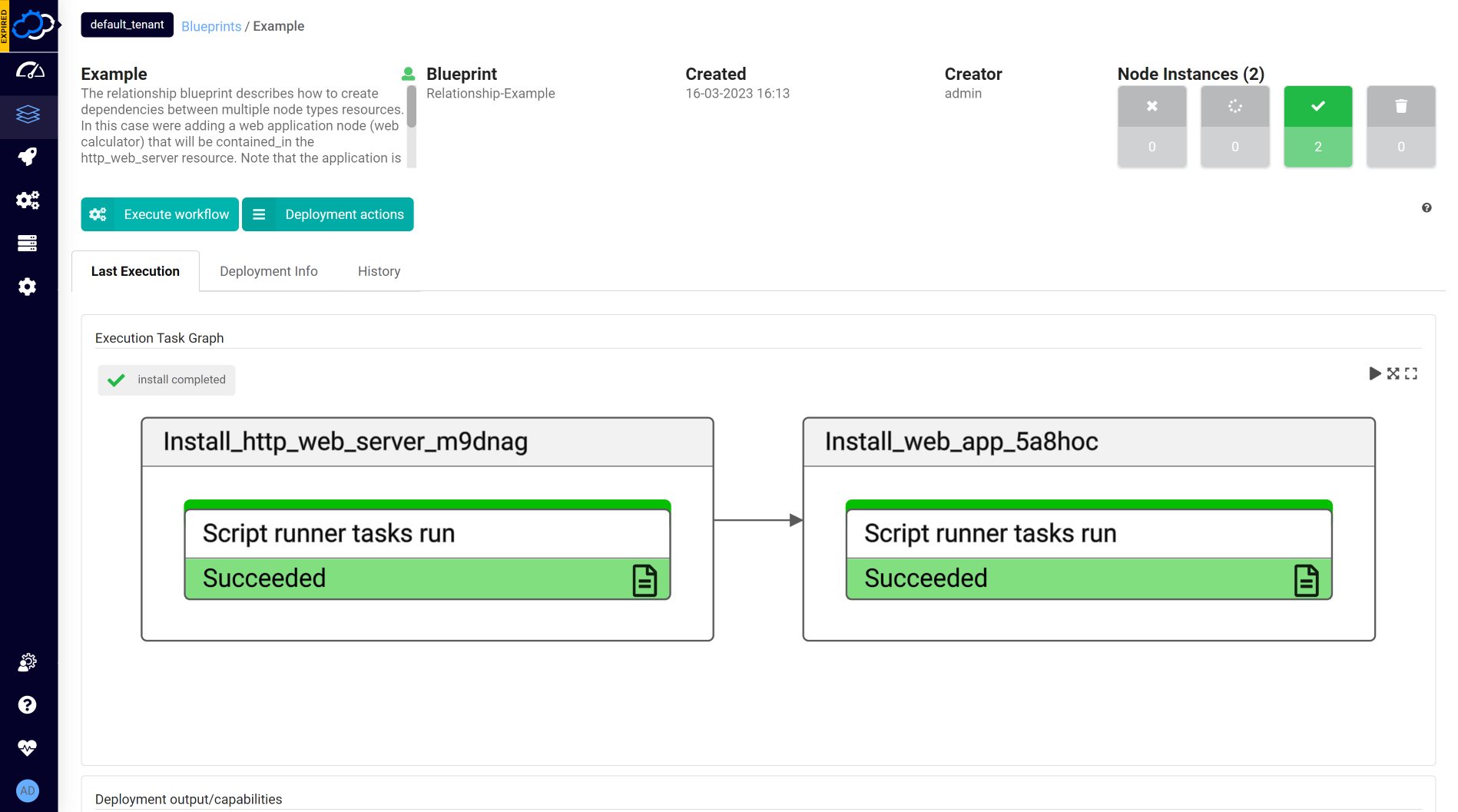 Deployment page