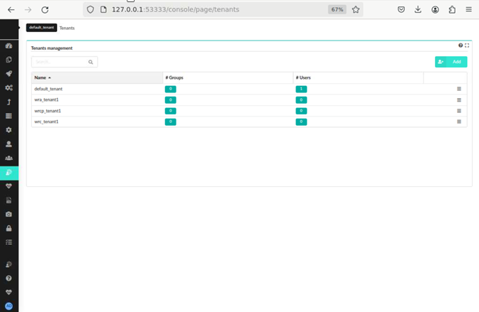 screen shot of the Add tenant screen fields